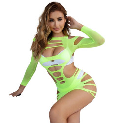 Subblime - 952280 Robe Résille Élastique Manches Longues Vert Taille Unique